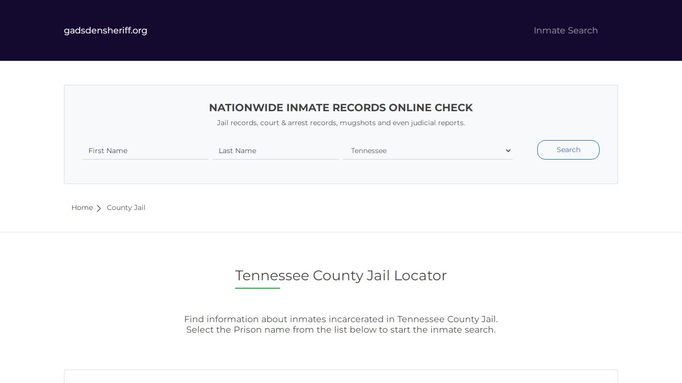 Tennessee County Jail Inmate Search | Free Inmate Lookup